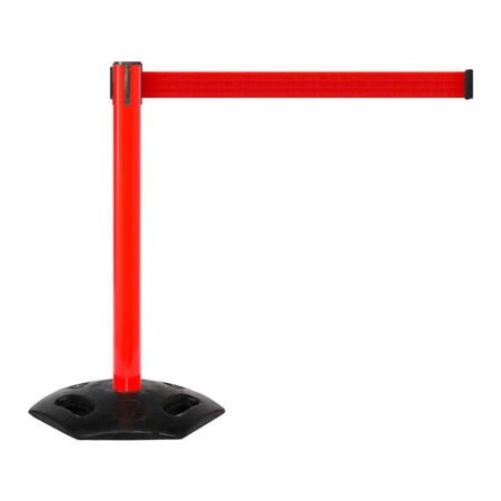 Queue Solutions WeatherMaster 250 Retractable Belt Barrier, 40in Red Post, 11' Red Belt WMR250R-RD110